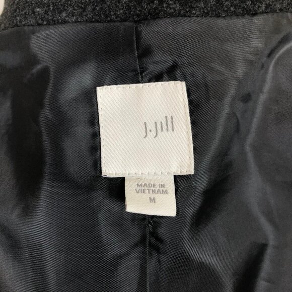 J Jill Charcoal Gray Heavy Fleece Coat Size M Full Zip Button - Picture 8 of 9